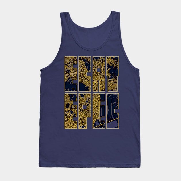 Ecatepec, Mexico City Map Typography - Gold Art Deco Tank Top by deMAP Studio